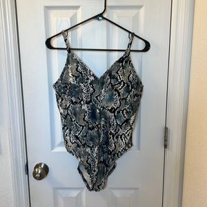 Snake Skin Bodysuit Bathing Suit Swimsuit Built In Bra